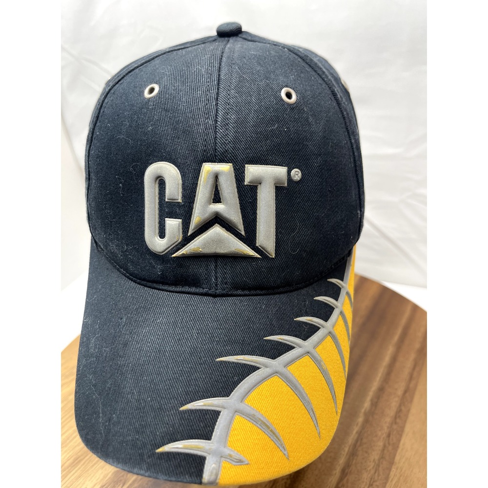 Caterpillar Puffy CAT Logo Baseball Hat/Cap Adjustable  Cotton‎ Barb Wire Brim